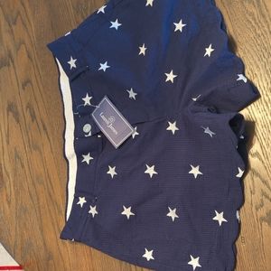 Women's NWT Lauren James 4" Navy shorts with white stars. Size L